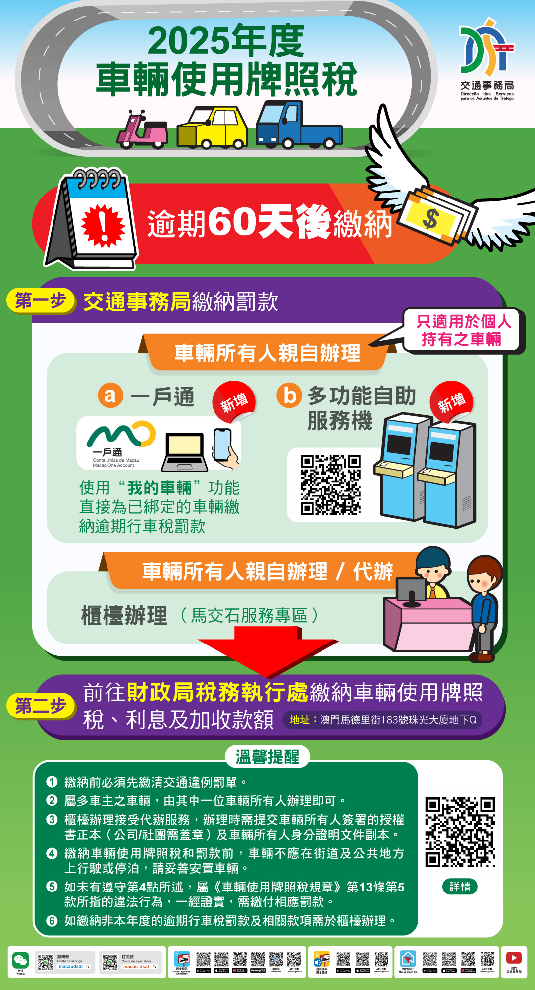 PS-1926 車輛的註冊– 車輛使用牌照稅-逾期60天後繳納– 澳門特別行政區政府入口網站